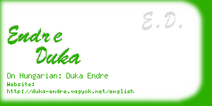 endre duka business card